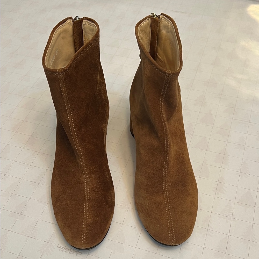 AGL ATTILIO GIUSTI LEOMBRUNI VETA SUEDE ANKLE BOOTS 35=5 COGNAC BROWN